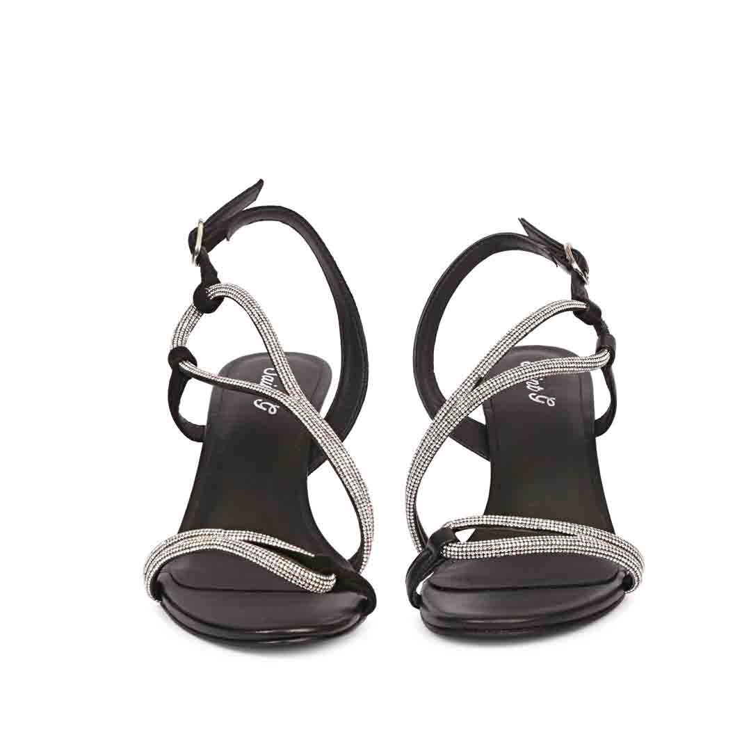 Saint Nessa Crystal Embellished Black Leather Stilettos - Image 4