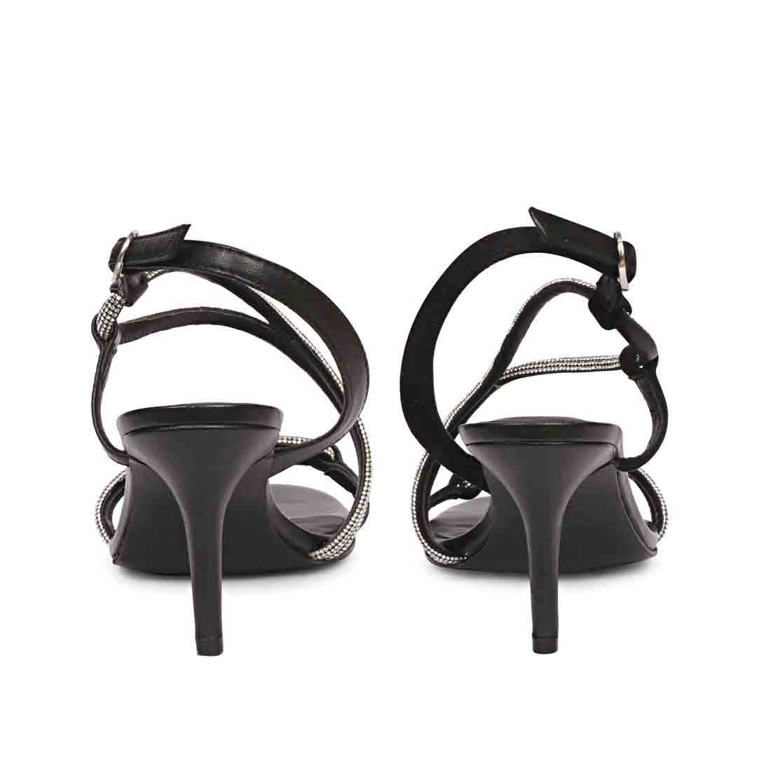 Saint Nessa Crystal Embellished Black Leather Stilettos - Image 6