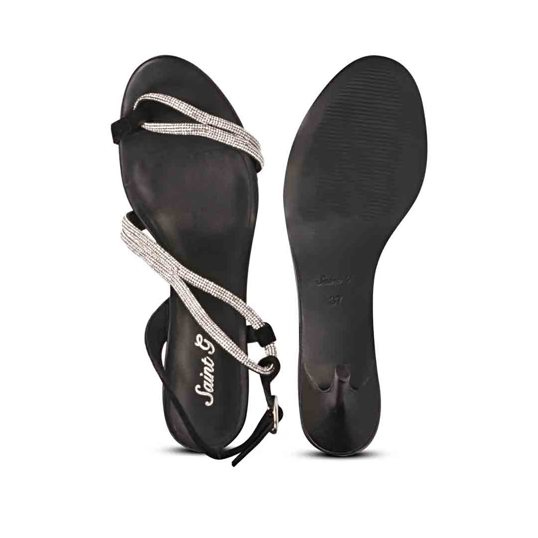 Saint Nessa Crystal Embellished Black Leather Stilettos - Image 7