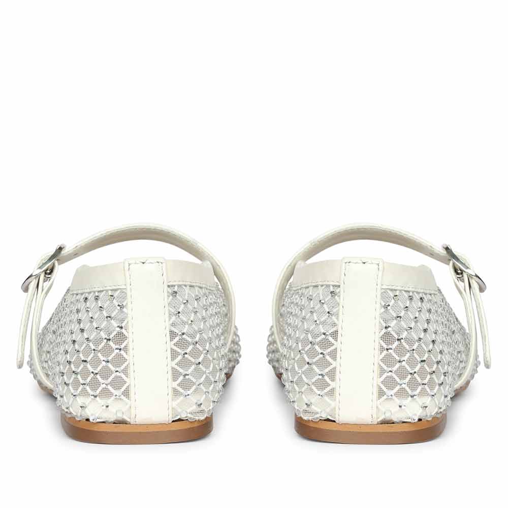 Saint Zoey Strass Embellished White Leather Flats - Image 6