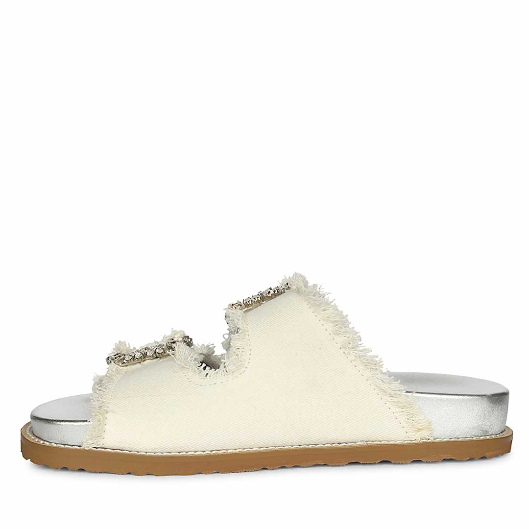 SaintG White Denim Footbed Sandals - Image 3