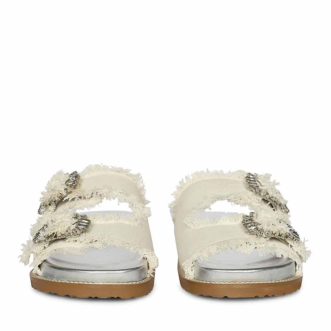 SaintG White Denim Footbed Sandals - Image 4