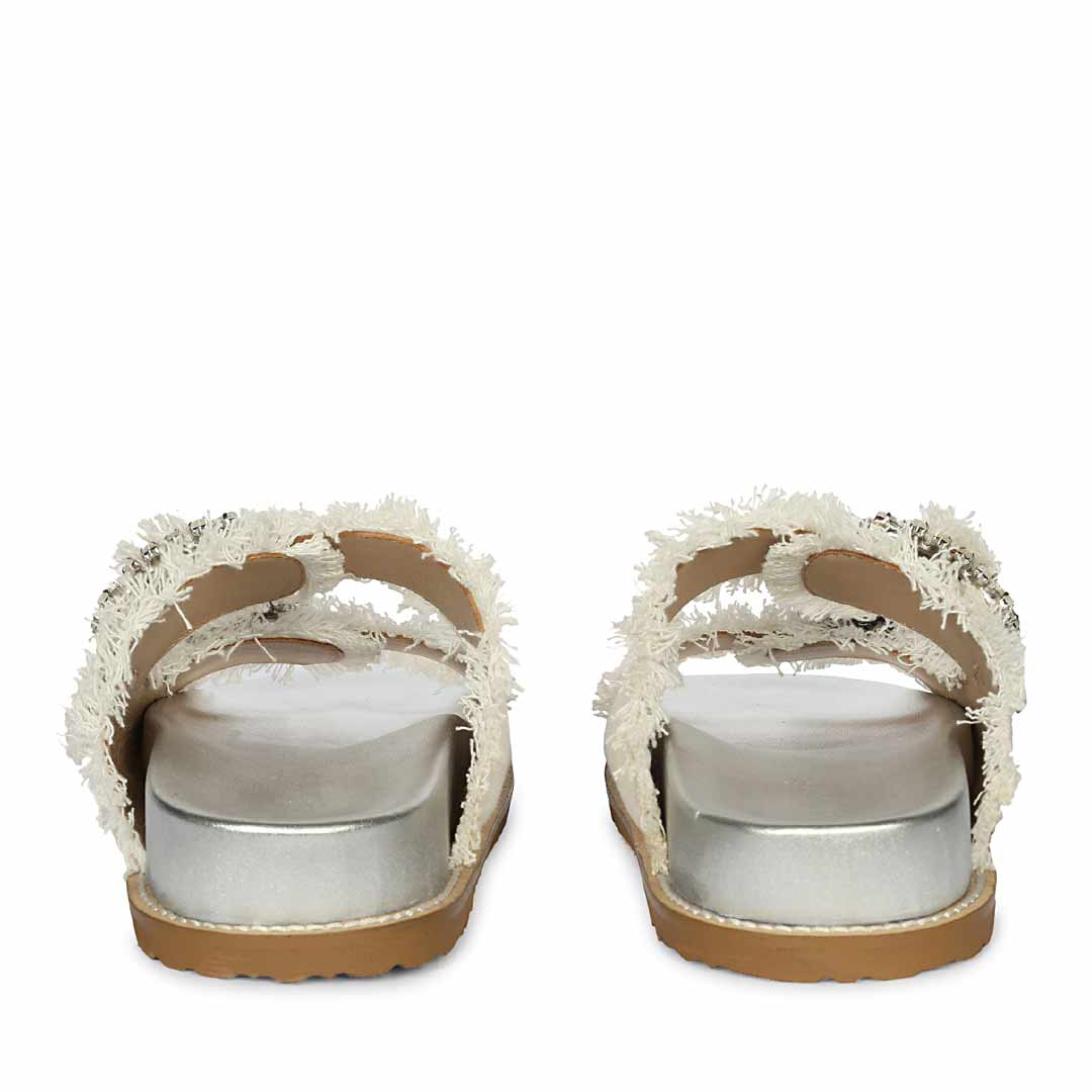 SaintG White Denim Footbed Sandals - Image 5