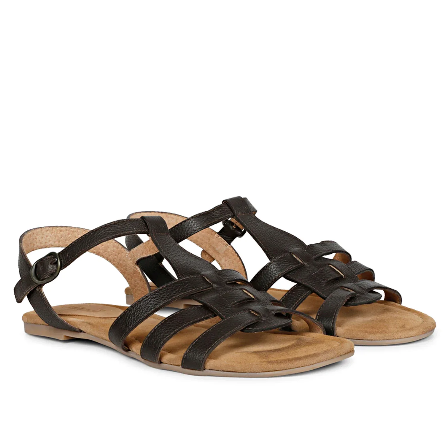 SaintG Womens Black Leather Sandals. - Image 2