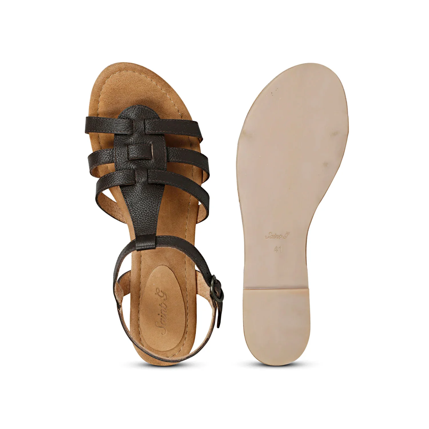 SaintG Womens Black Leather Sandals. - Image 8