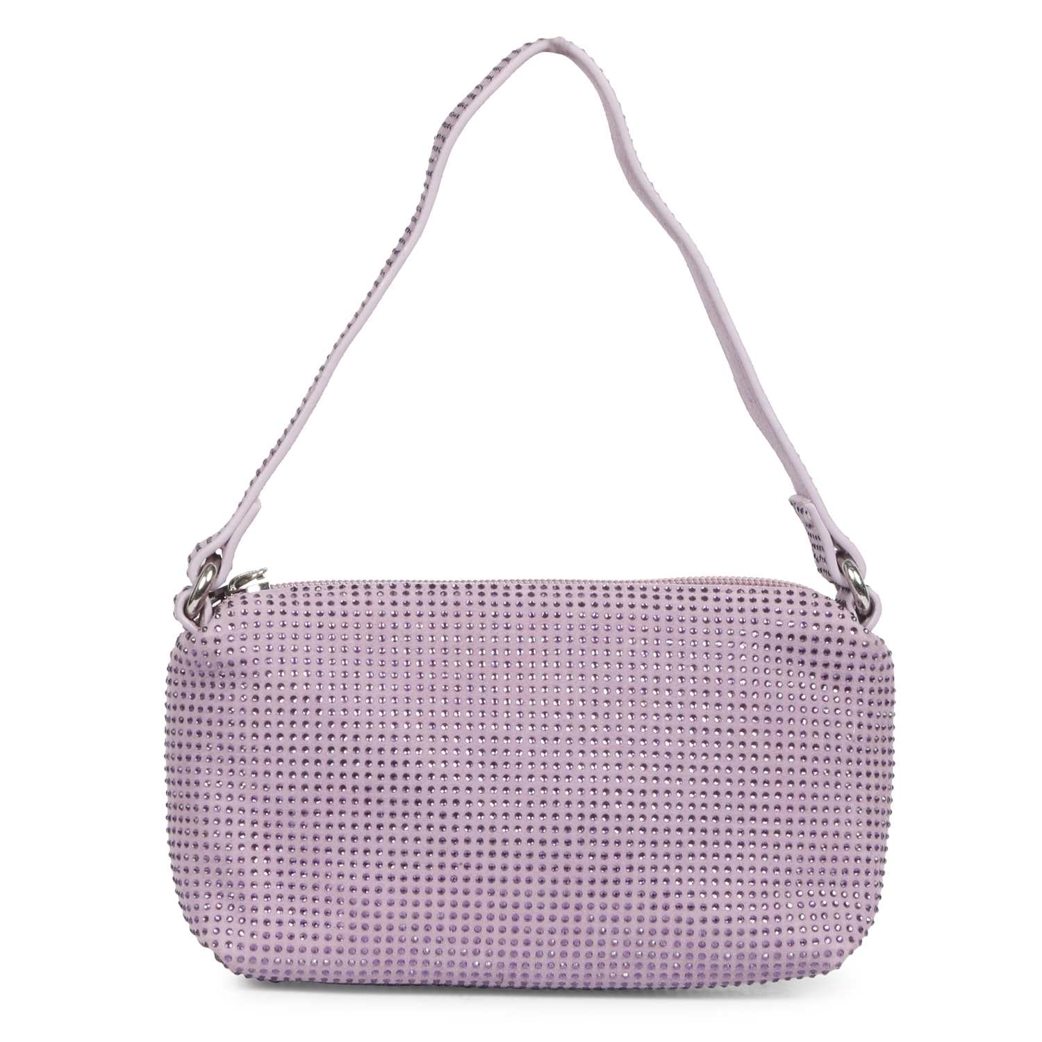 Aria Crystal Embellished Lilac Leather Mini Handbags - Image 4