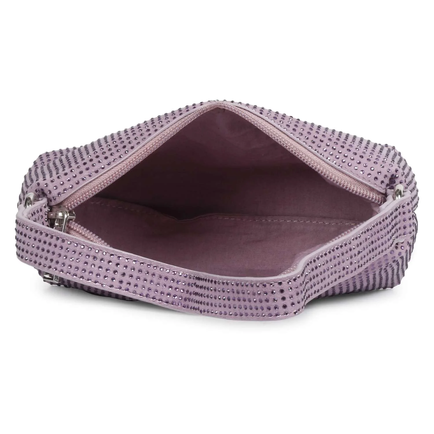 Aria Crystal Embellished Lilac Leather Mini Handbags - Image 6
