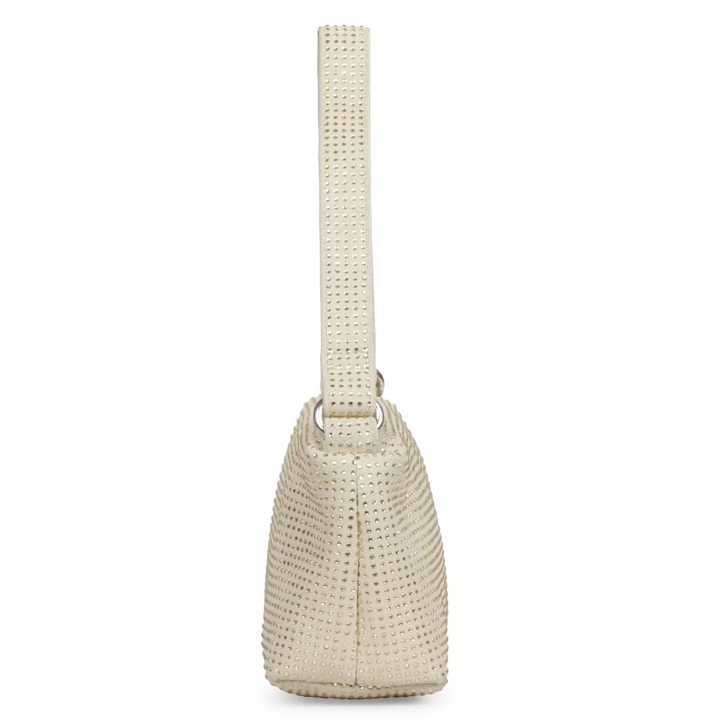 Aria Crystal Embellished Off White Leather Mini Handbags - Image 3