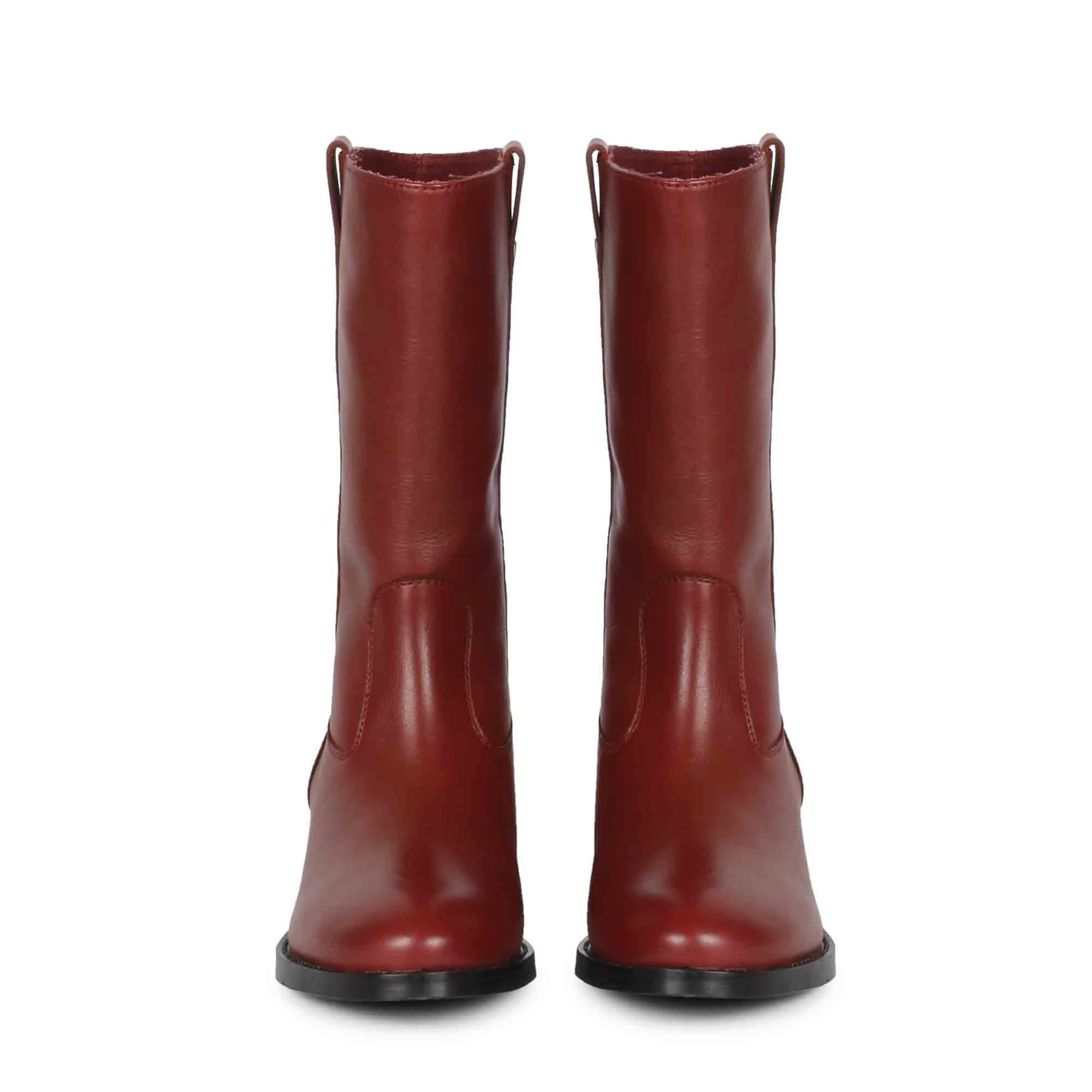 Saint Inès Florian Burgundy Leather Pull On Calf Boots - Image 6