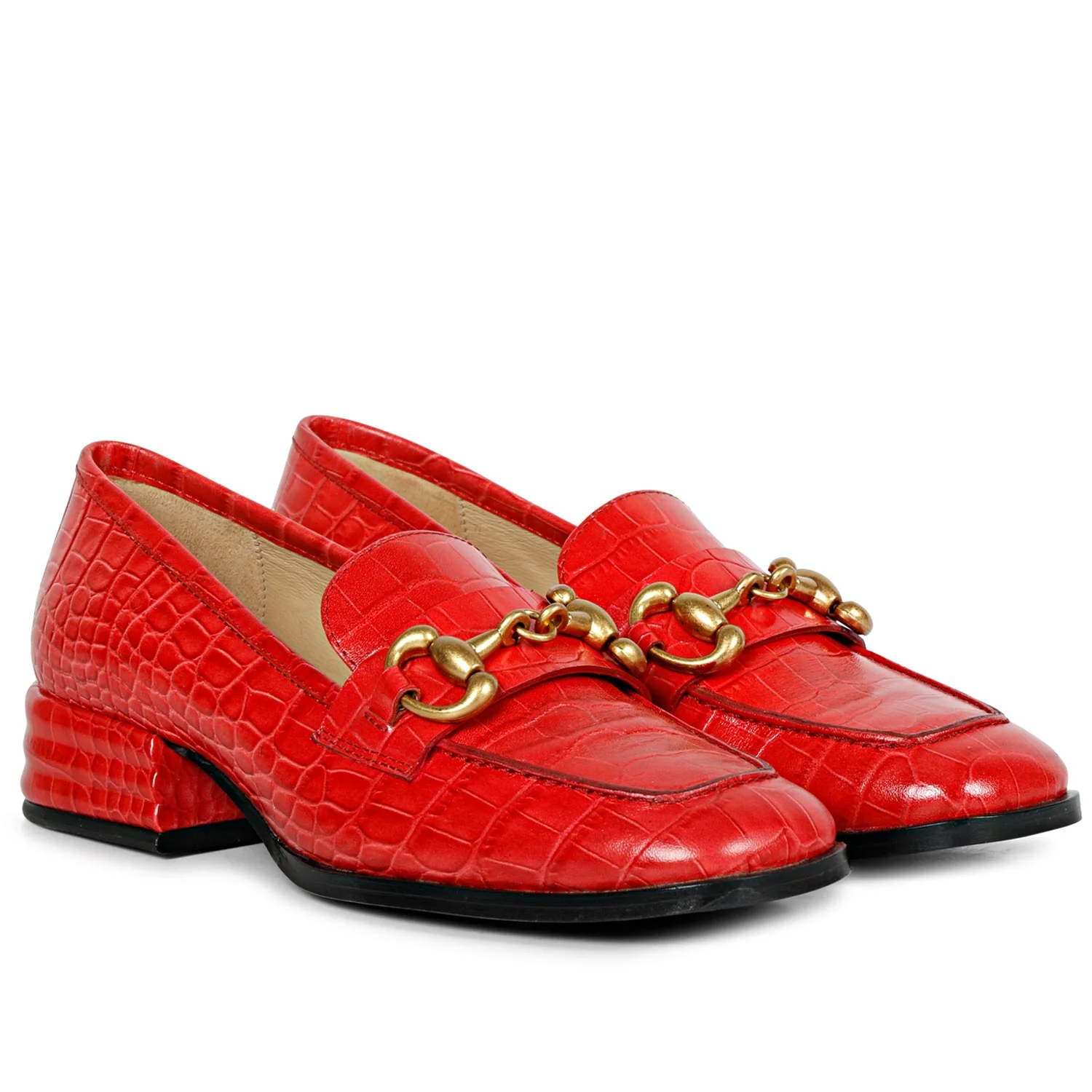 SaintG Womens Red Leather Moccasins - Image 2