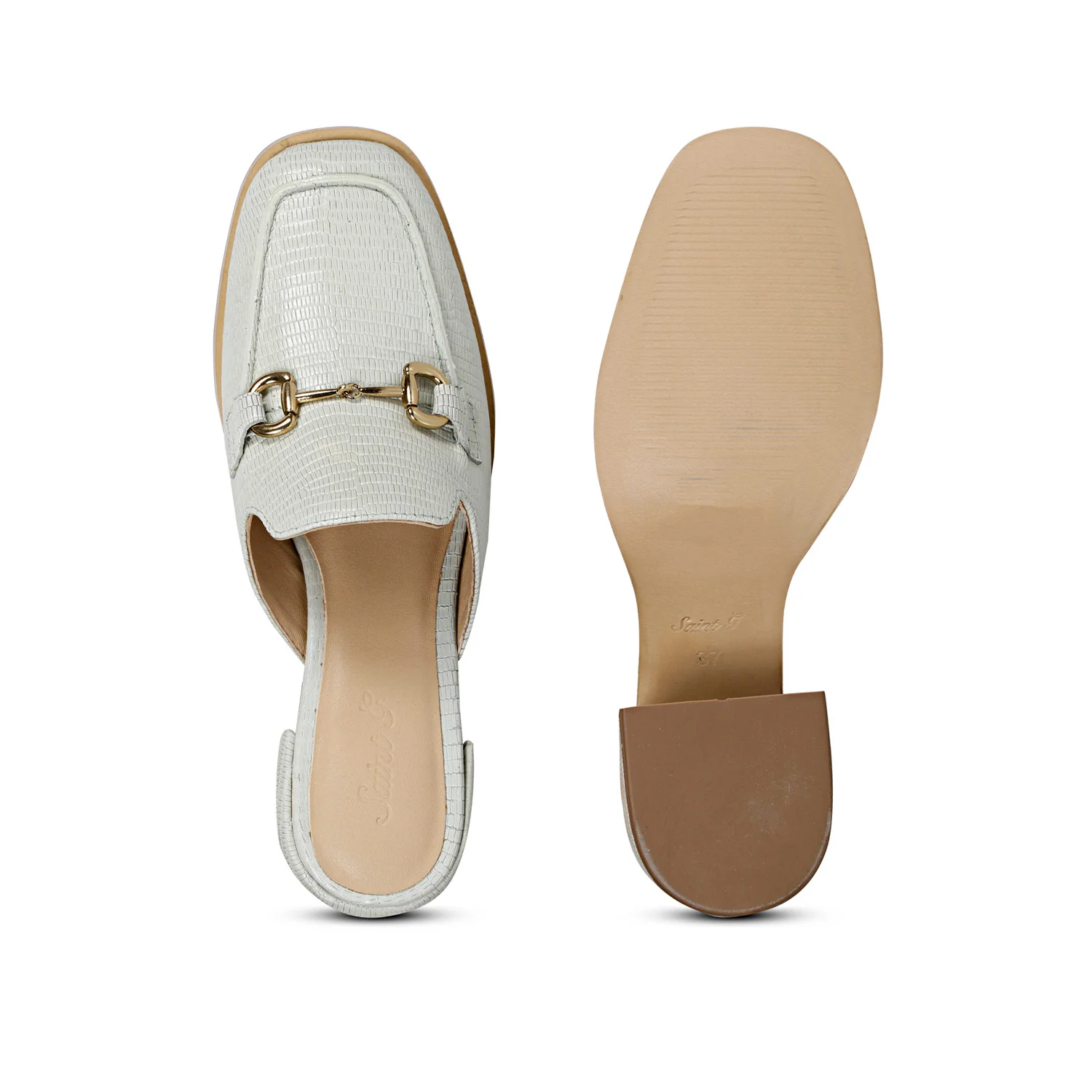 SaintG Womens White Leather Sandals - Image 8