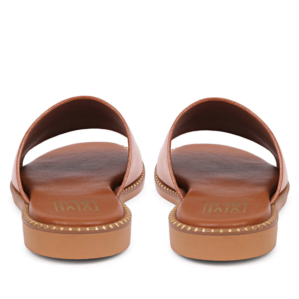Sariel Tan Leather Flat Sandals - Image 5