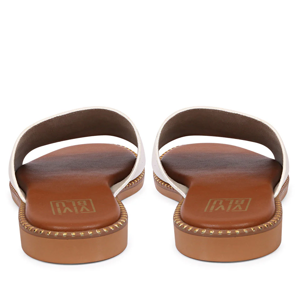 Sariel White Leather Flat Sandals - Image 5