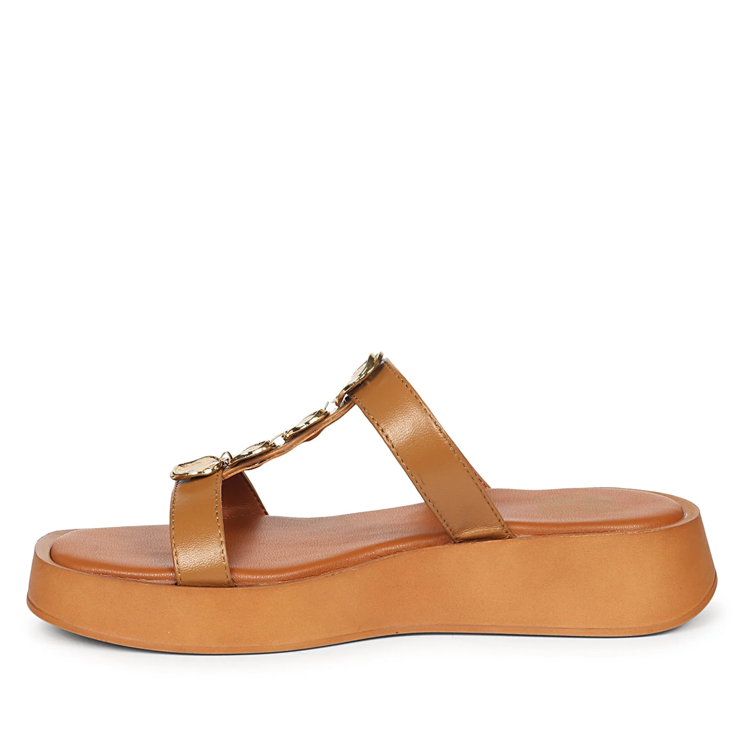 Sariyah Tan Leather Platform Sandals - Image 3