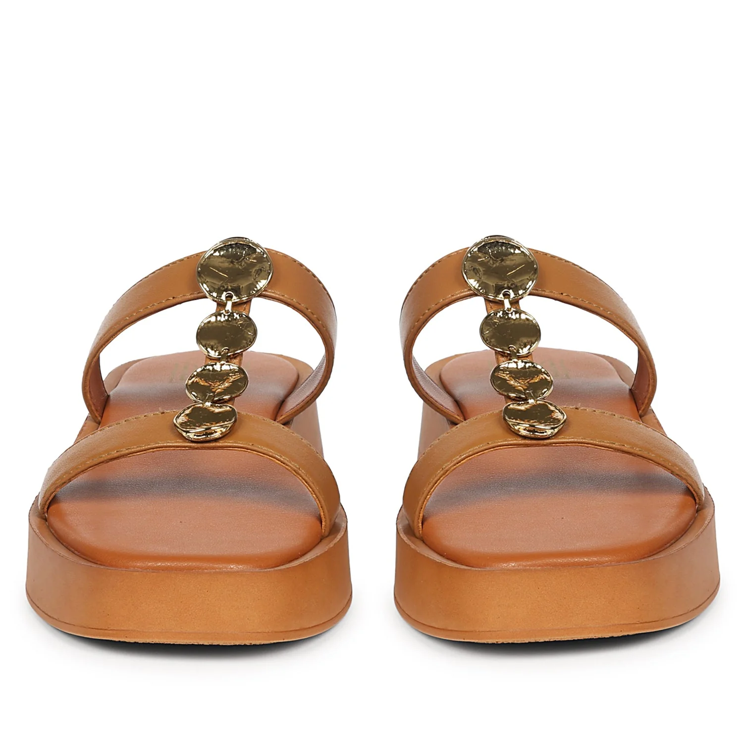 Sariyah Tan Leather Platform Sandals - Image 4