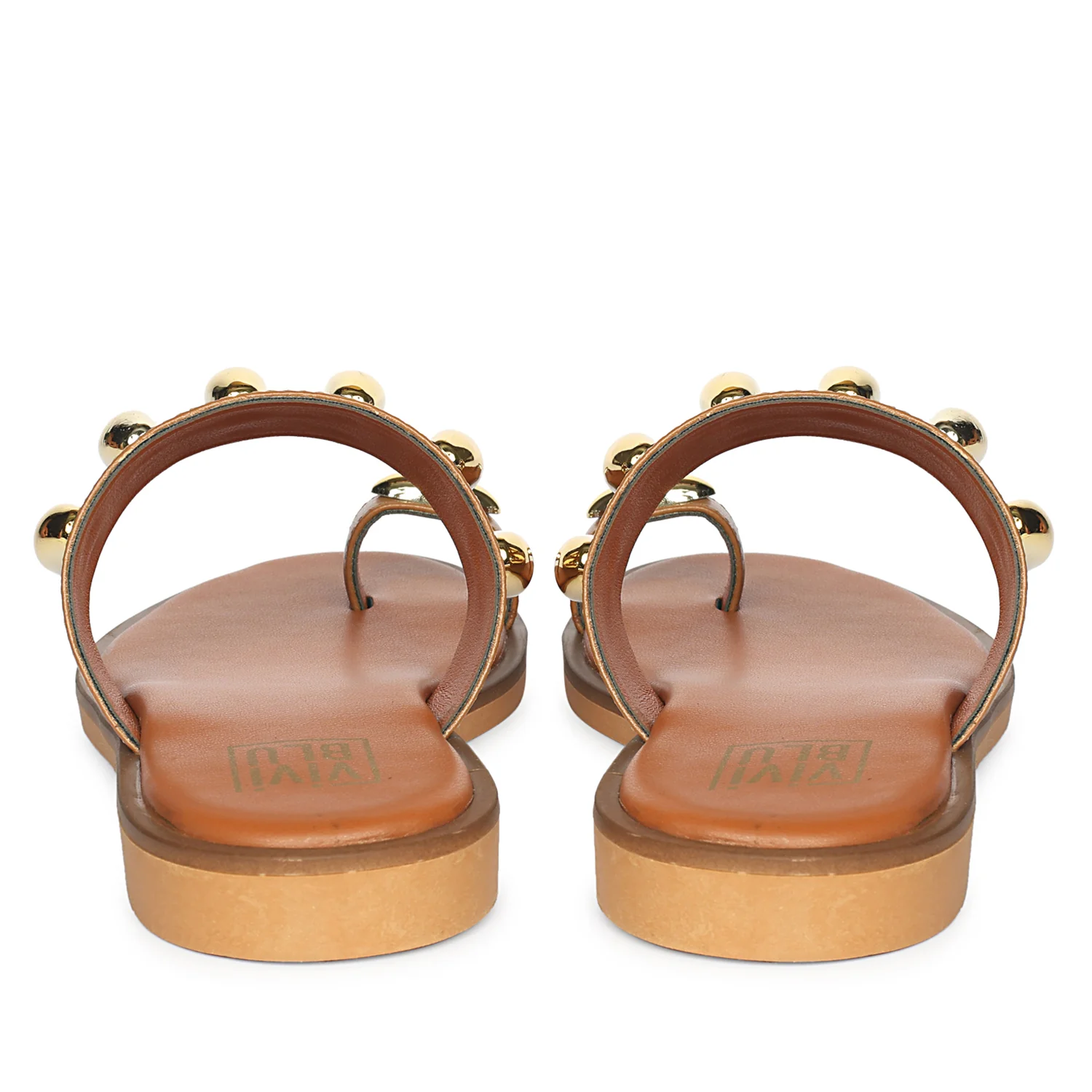 Maren Tan Leather Flat Sandals - Image 5