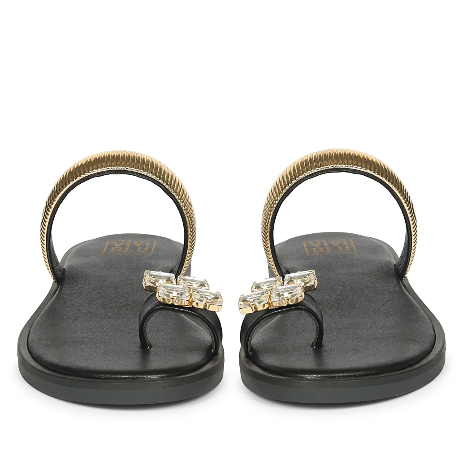 Stevie Black Leather Flat Sandals - Image 4