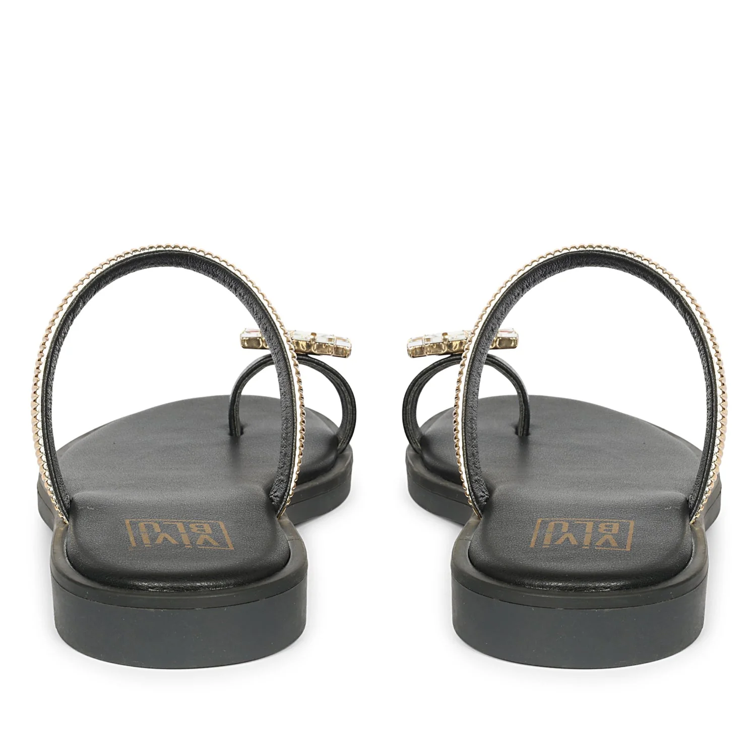 Stevie Black Leather Flat Sandals - Image 5