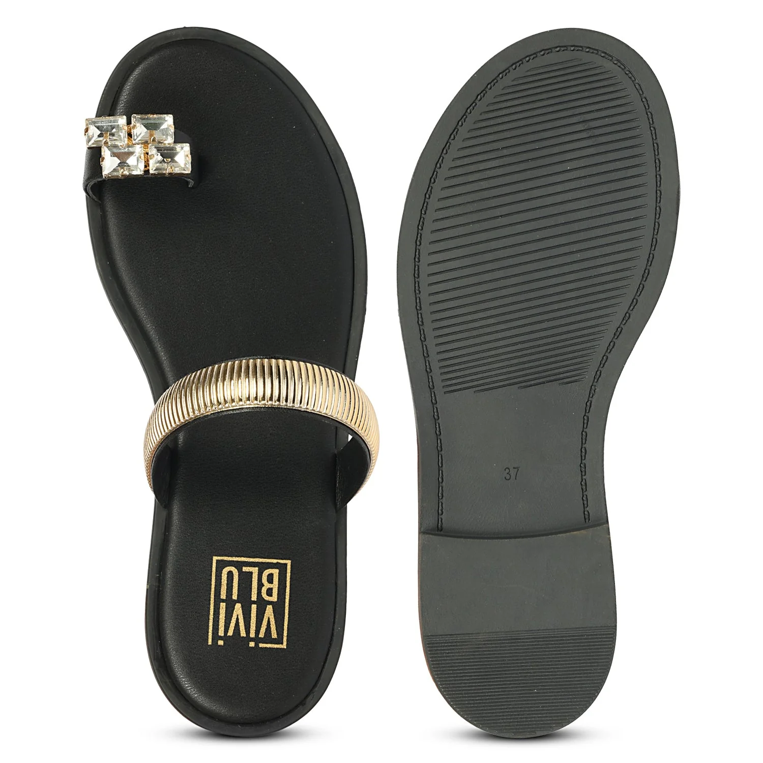 Stevie Black Leather Flat Sandals - Image 6