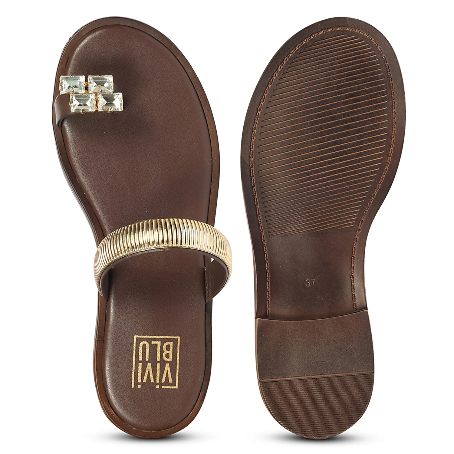 Stevie Brown Leather Flat Sandals - Image 6