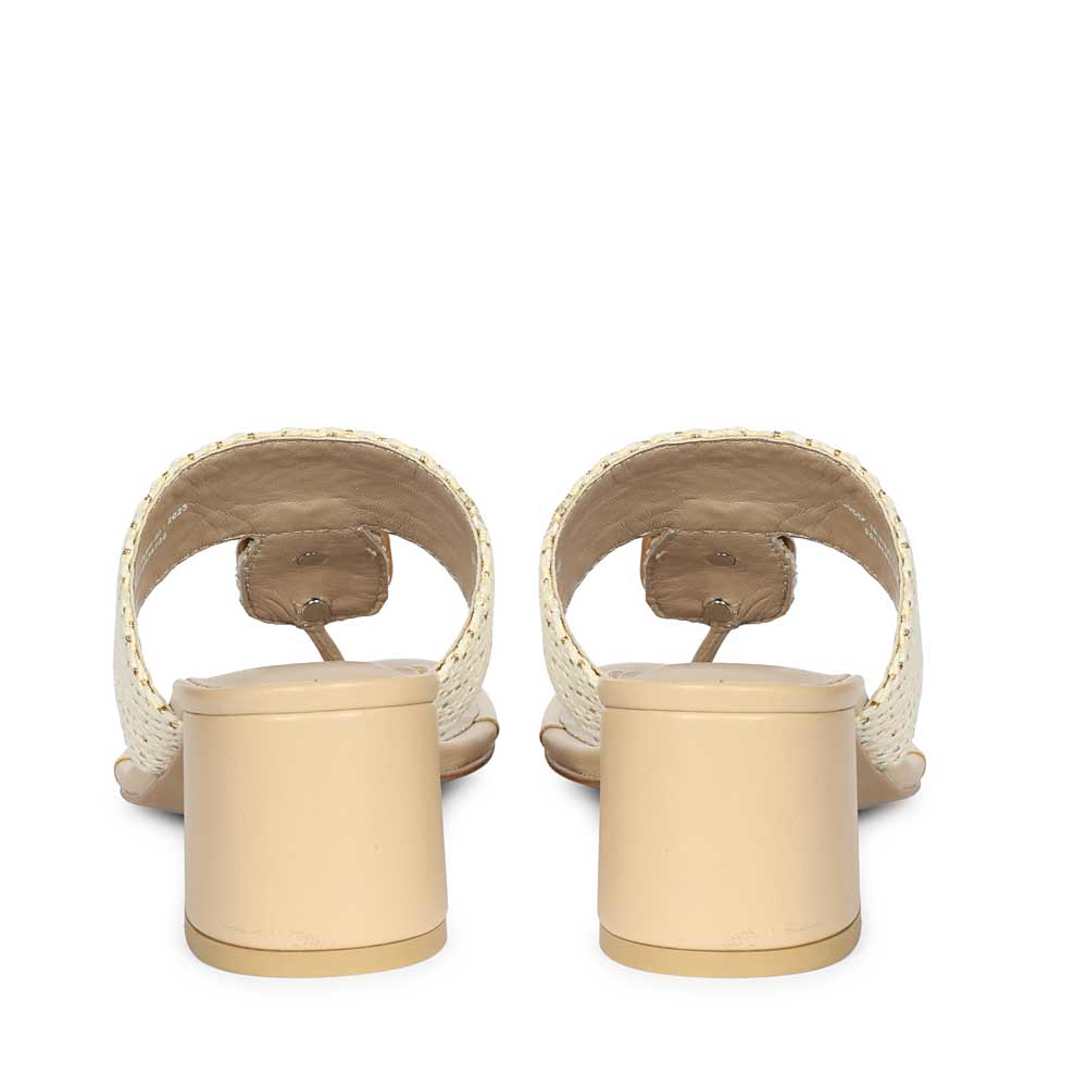 Saint Stevie Stone Jeweled Beige Raffia Block Heels - Image 5