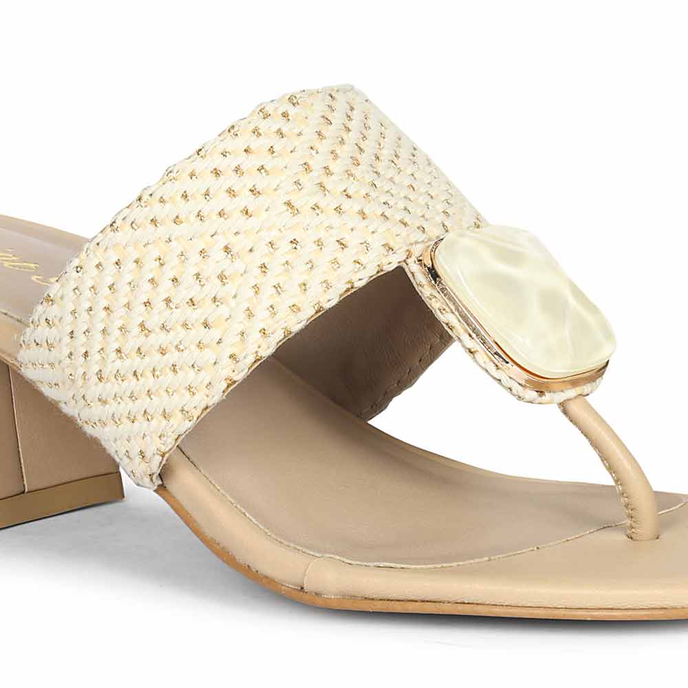 Saint Stevie Stone Jeweled Beige Raffia Block Heels - Image 8