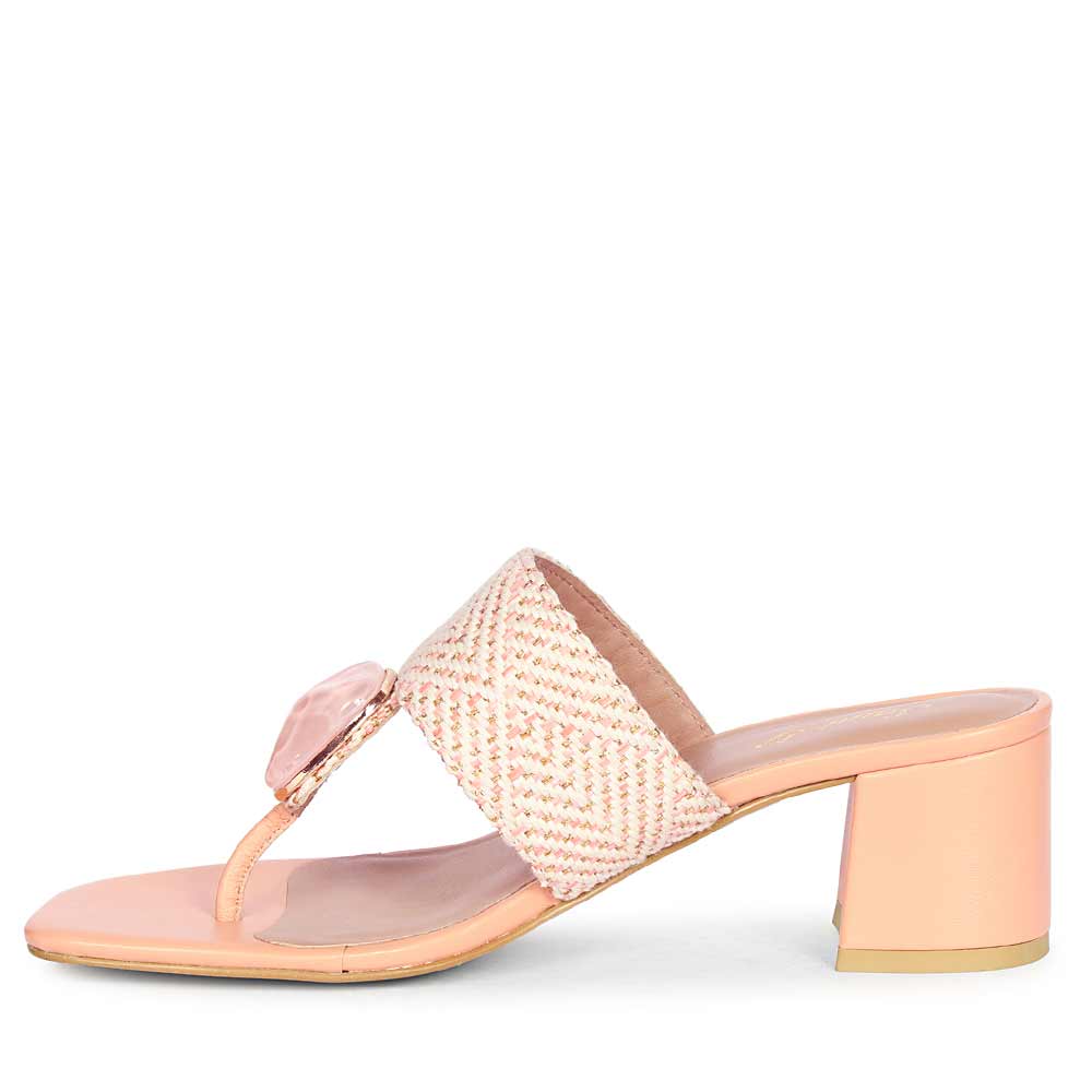 Stevie Stone Jeweled Pink Raffia Block Heels - Image 5