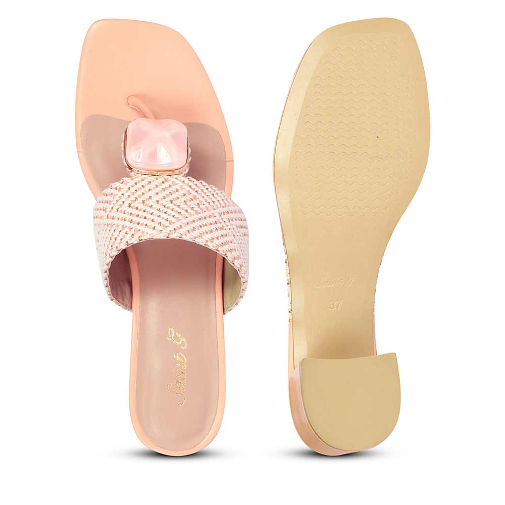 Stevie Stone Jeweled Pink Raffia Block Heels - Image 6