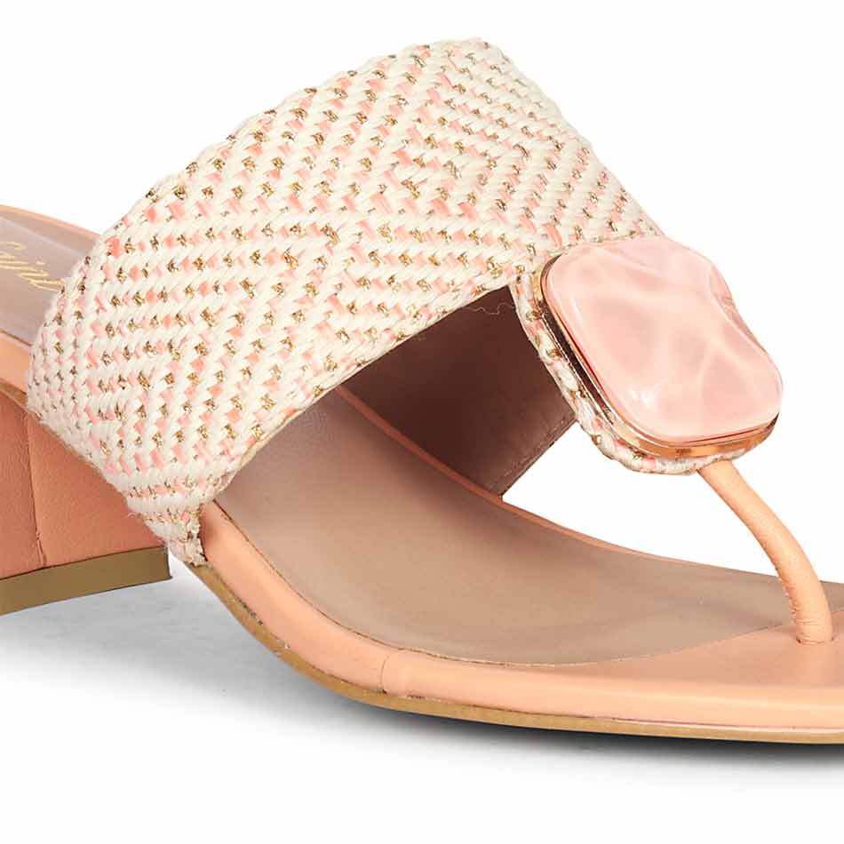 Stevie Stone Jeweled Pink Raffia Block Heels - Image 7