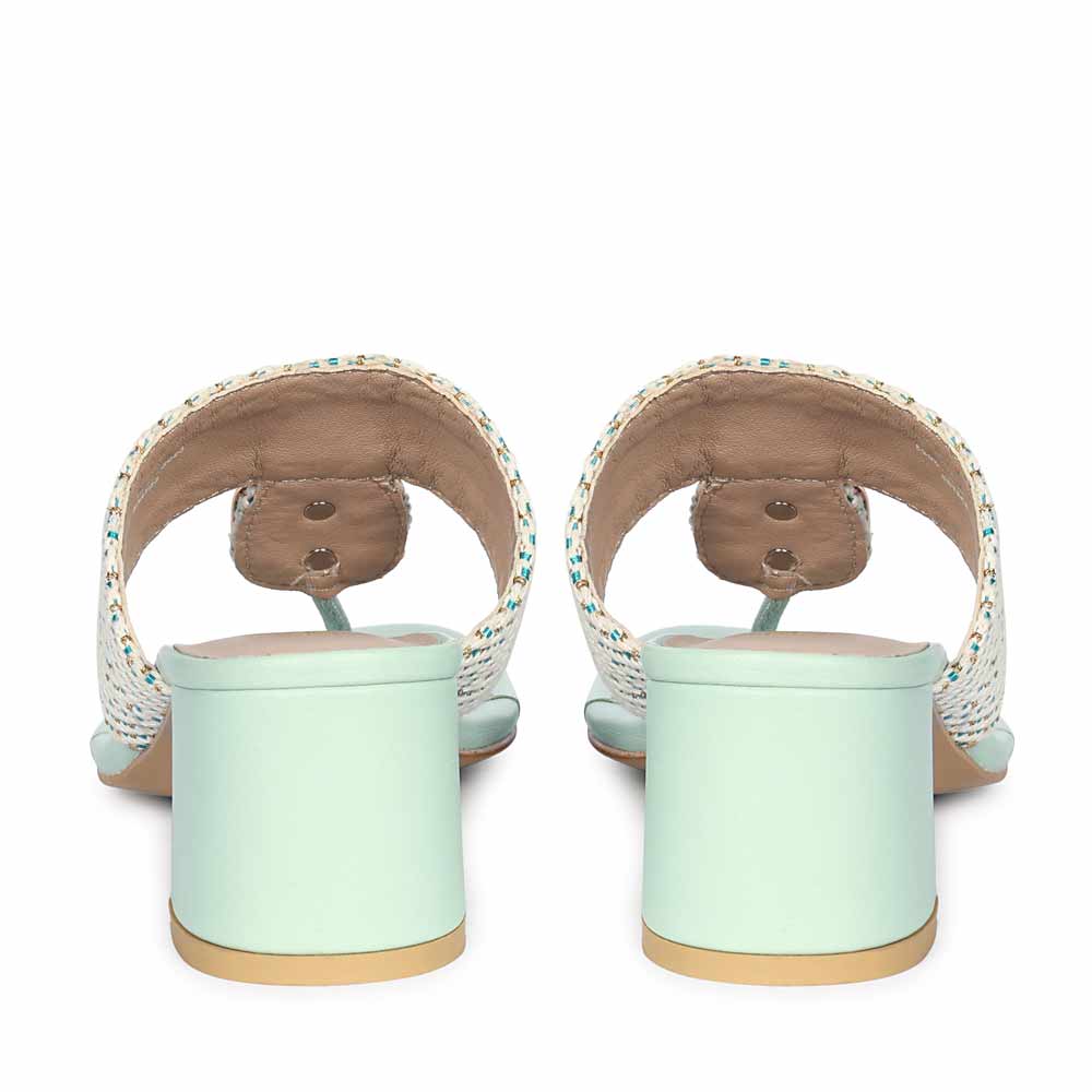 Stevie Stone Jeweled Turquoise Raffia Block Heels - Image 3