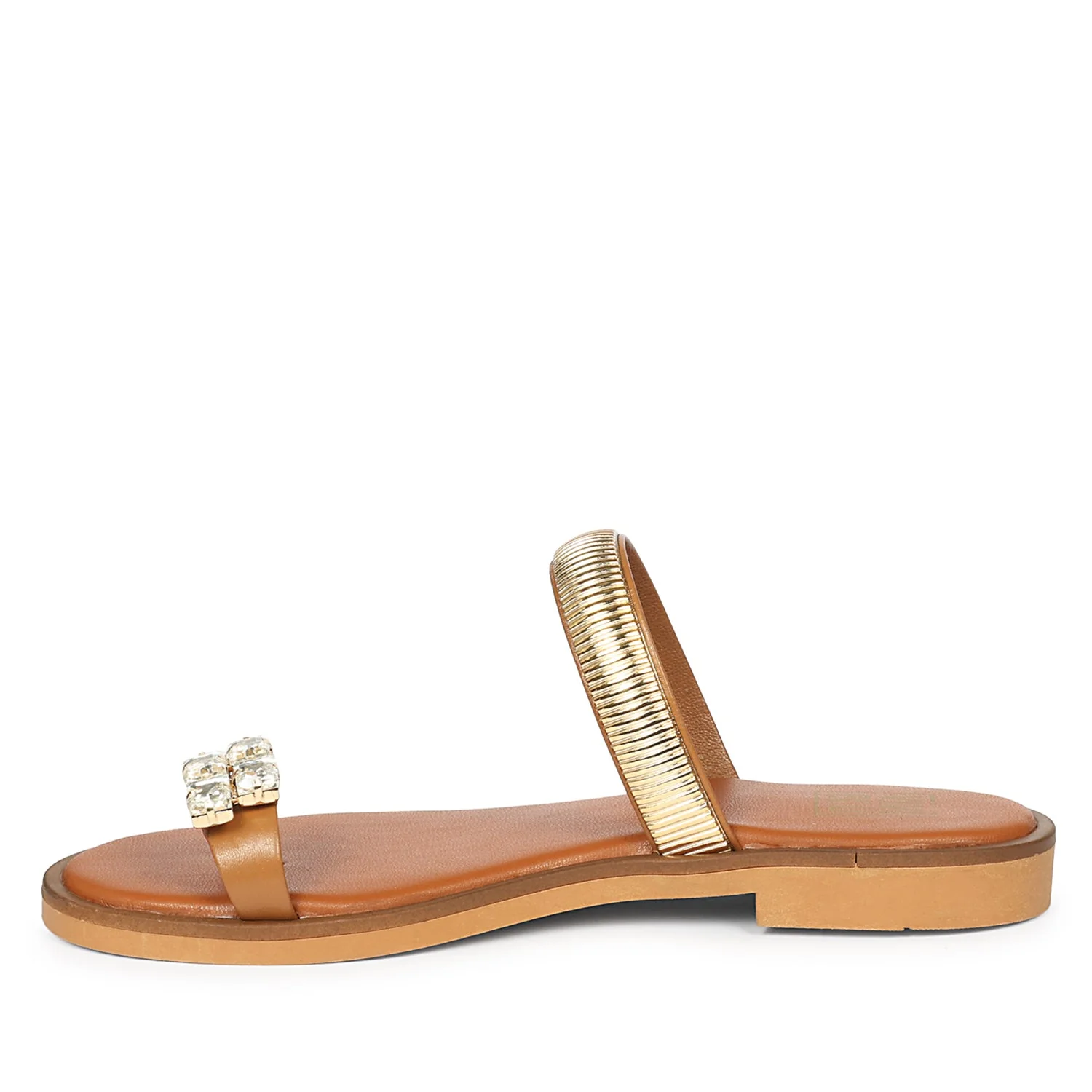 Stevie Tan Leather Flat Sandals - Image 3