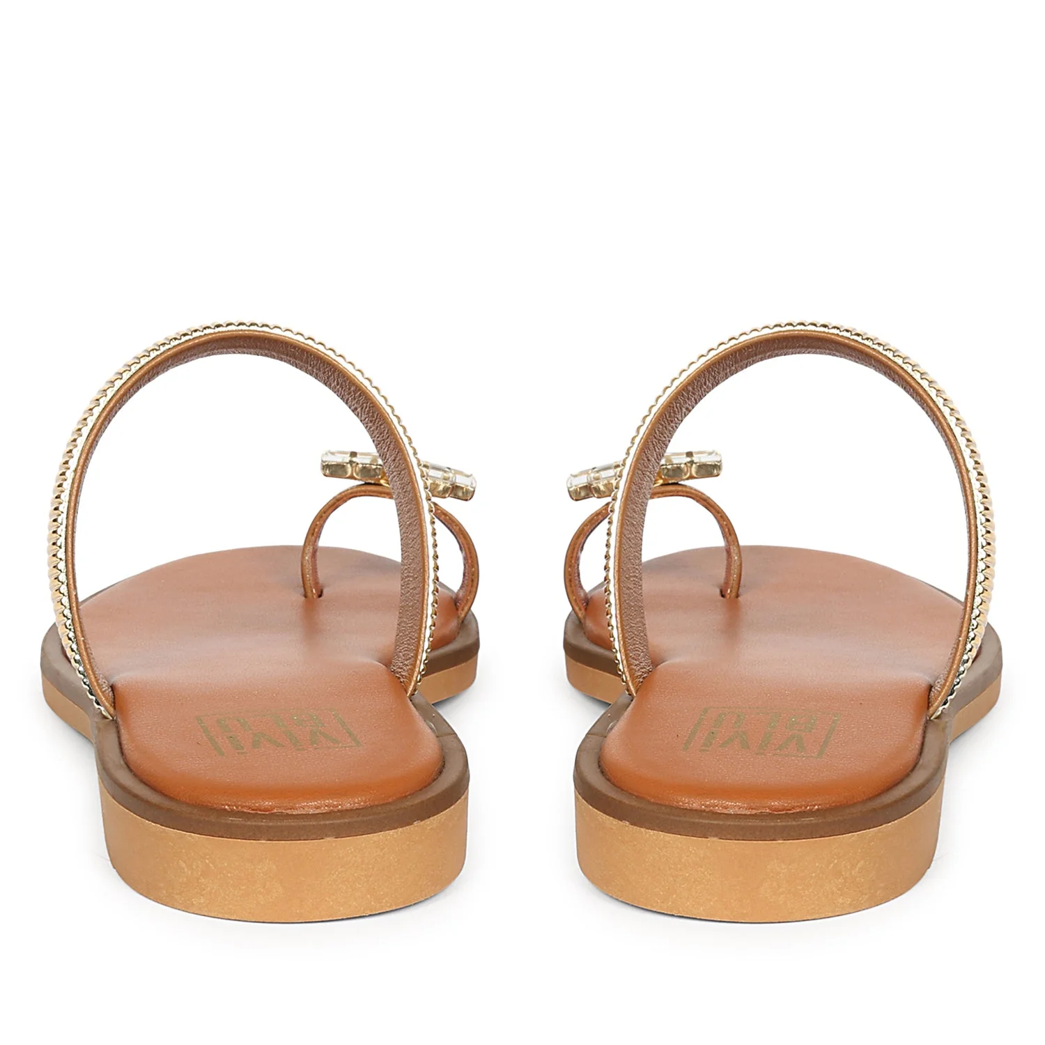 Stevie Tan Leather Flat Sandals - Image 5