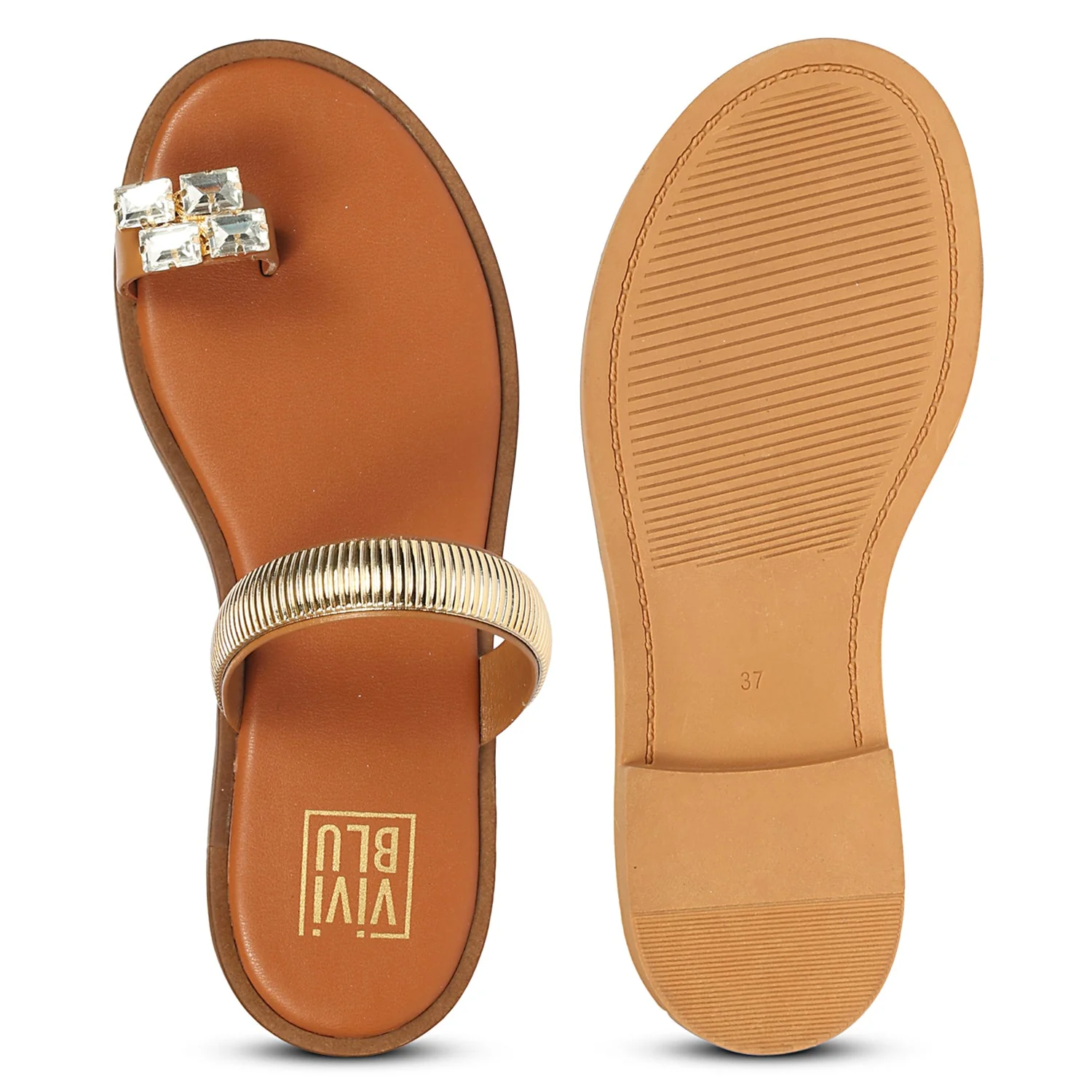 Stevie Tan Leather Flat Sandals - Image 6