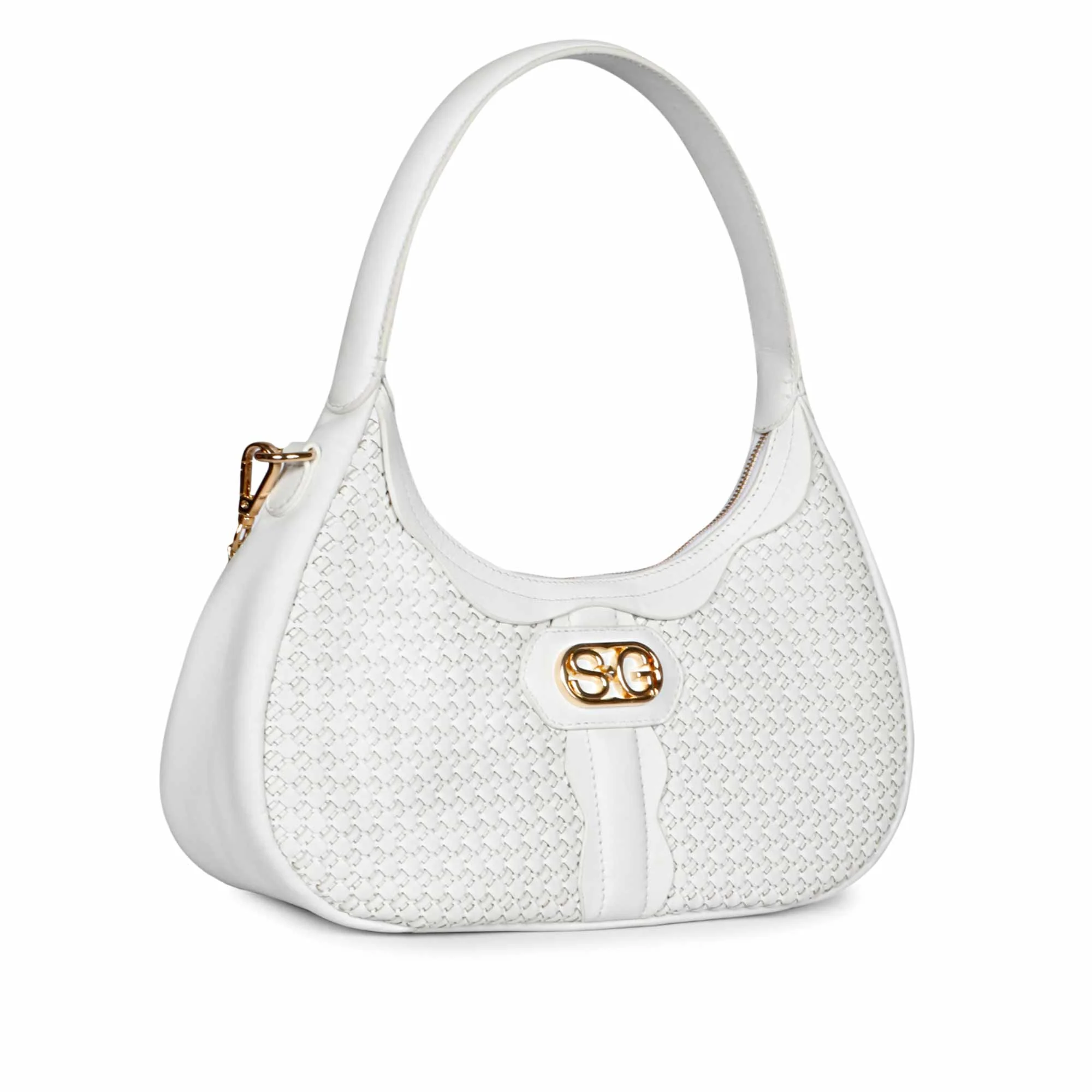 Tesorina White Hand Woven Leather Hobo Bags - Image 3