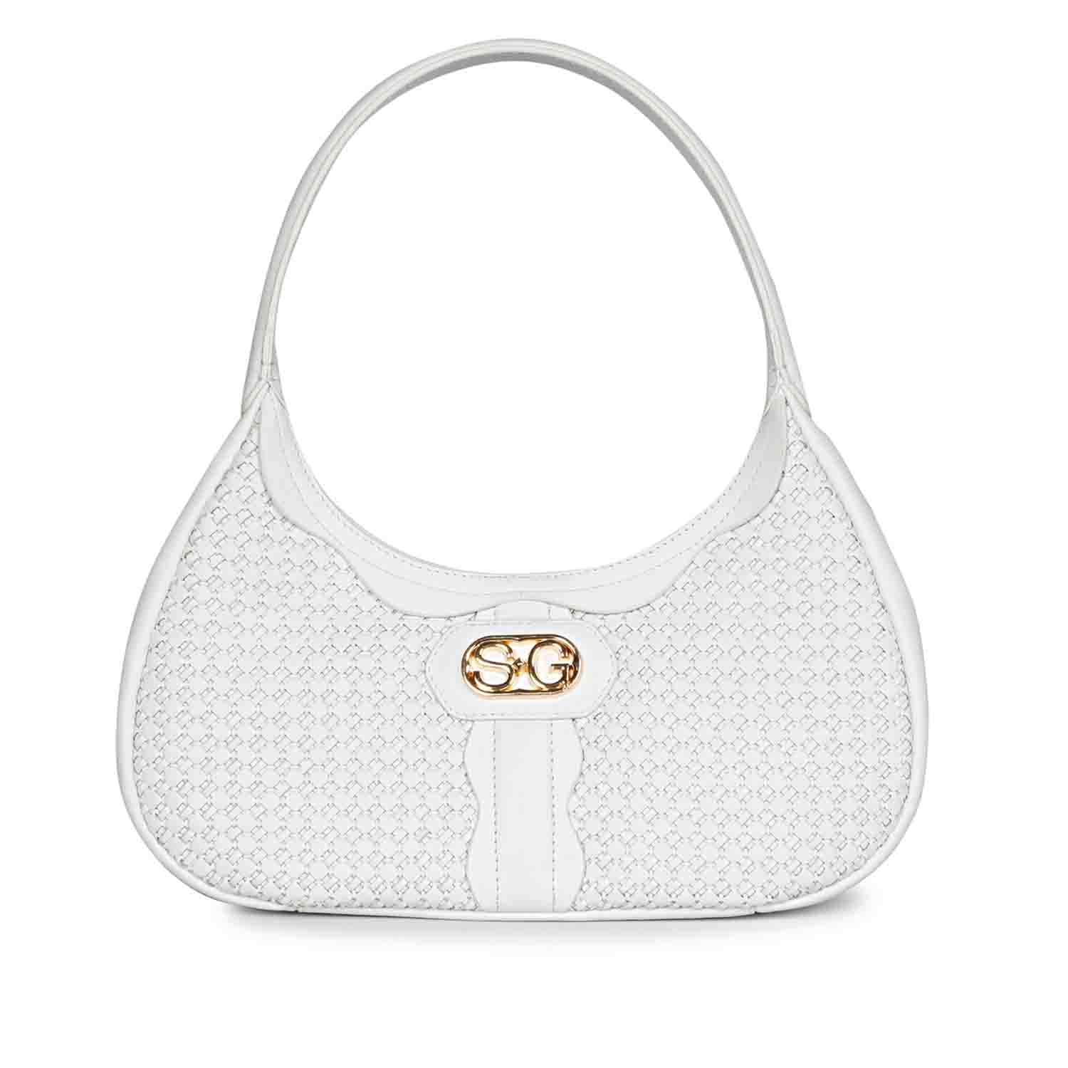 Tesorina White Hand Woven Leather Hobo Bags - Image 4