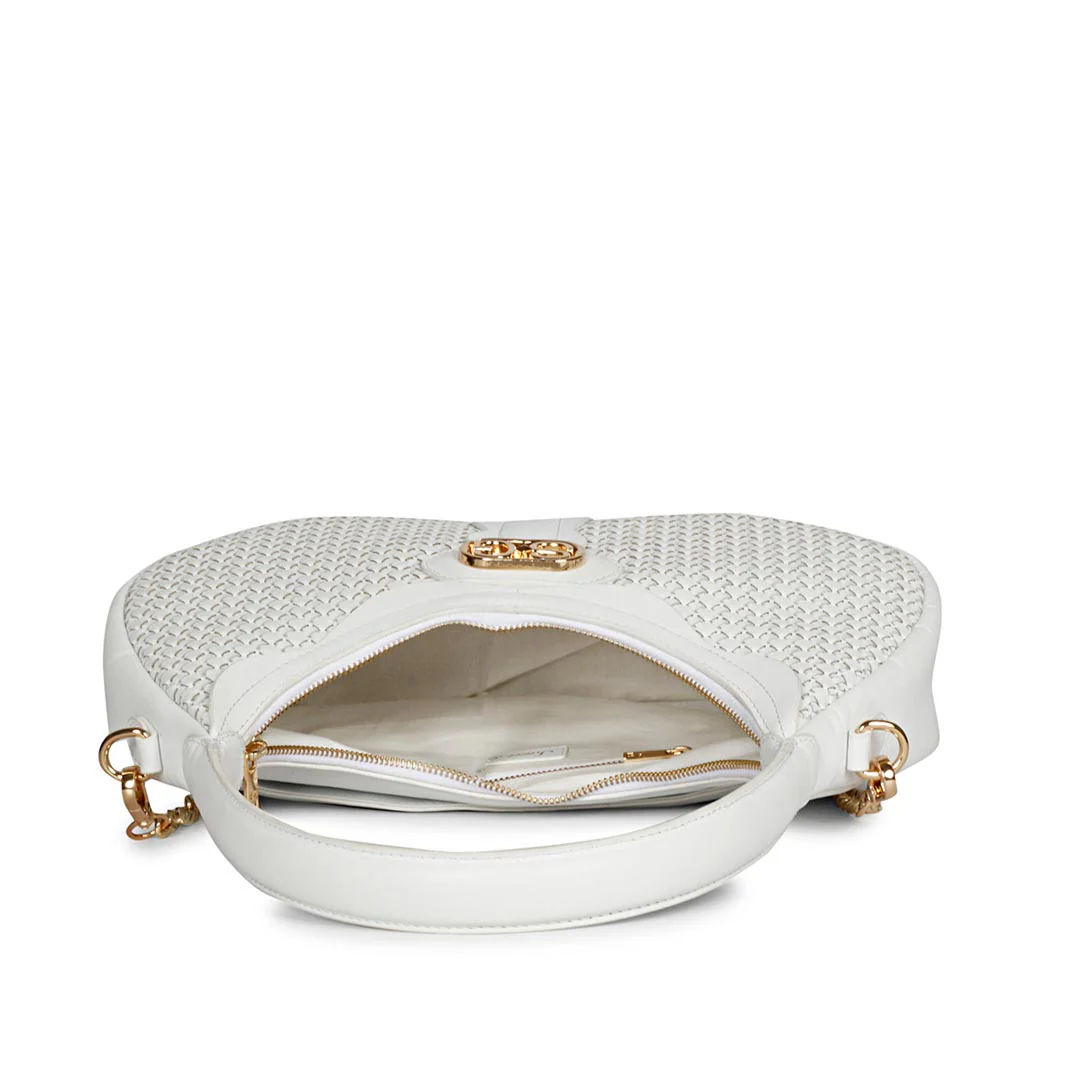 Tesorina White Hand Woven Leather Hobo Bags - Image 7