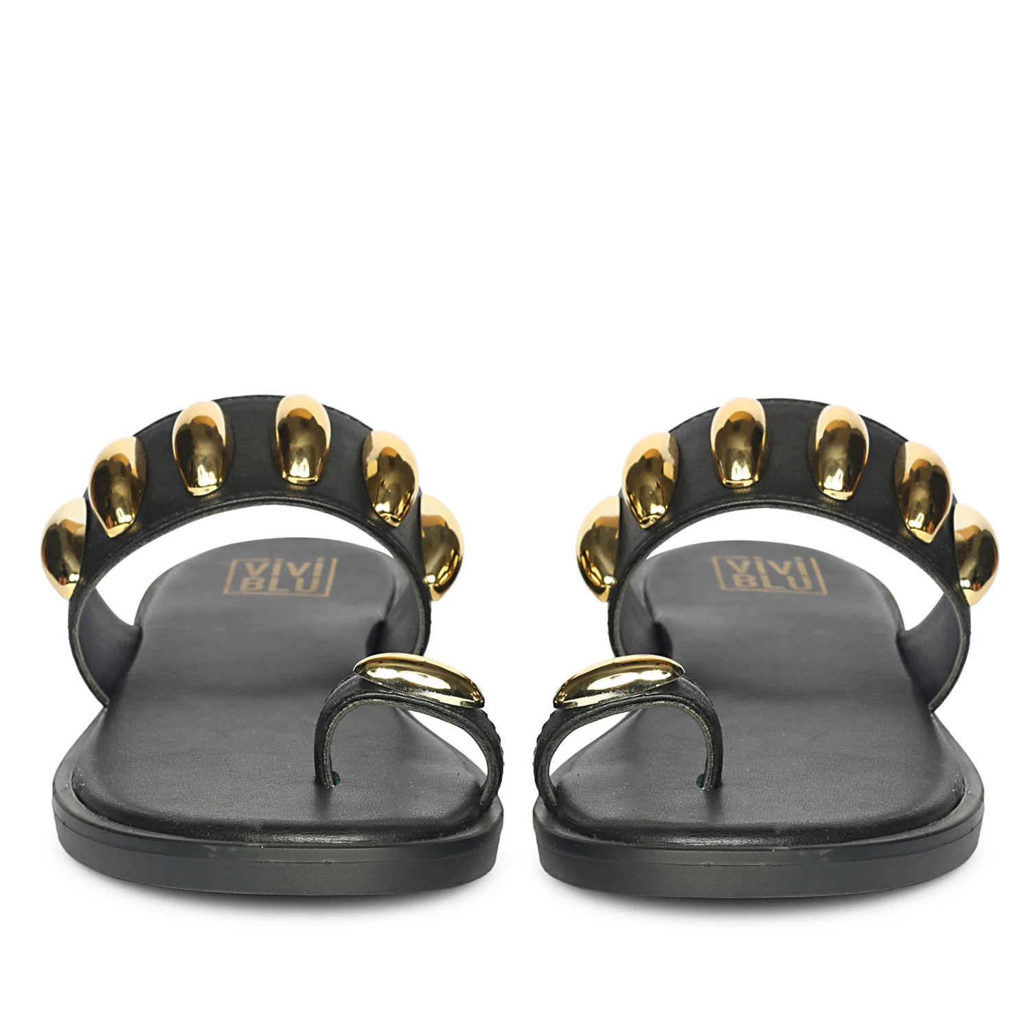Maren Black Leather Flat Sandals - Image 4