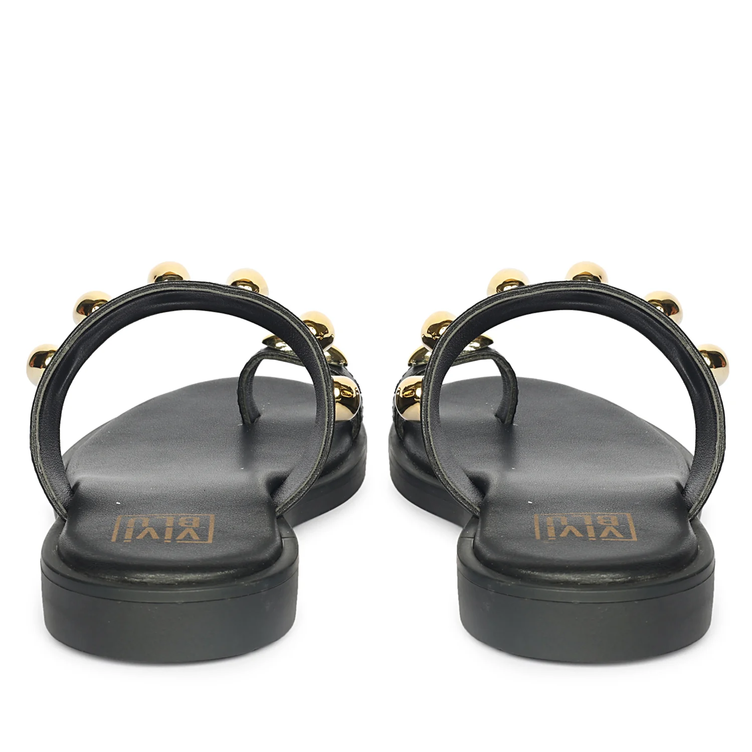 Maren Black Leather Flat Sandals - Image 5