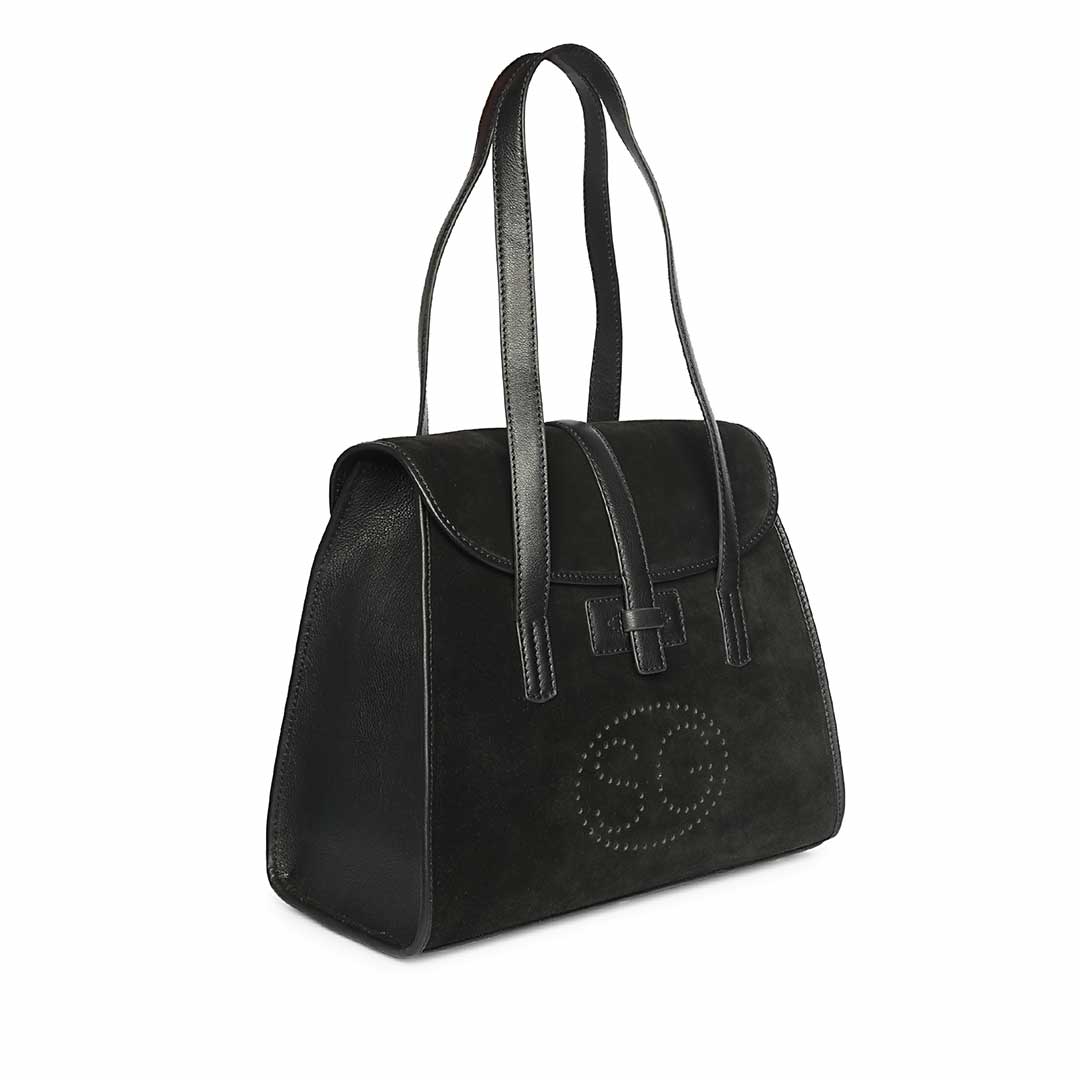 Verdeana Black Leather Tote Handbags - Image 2