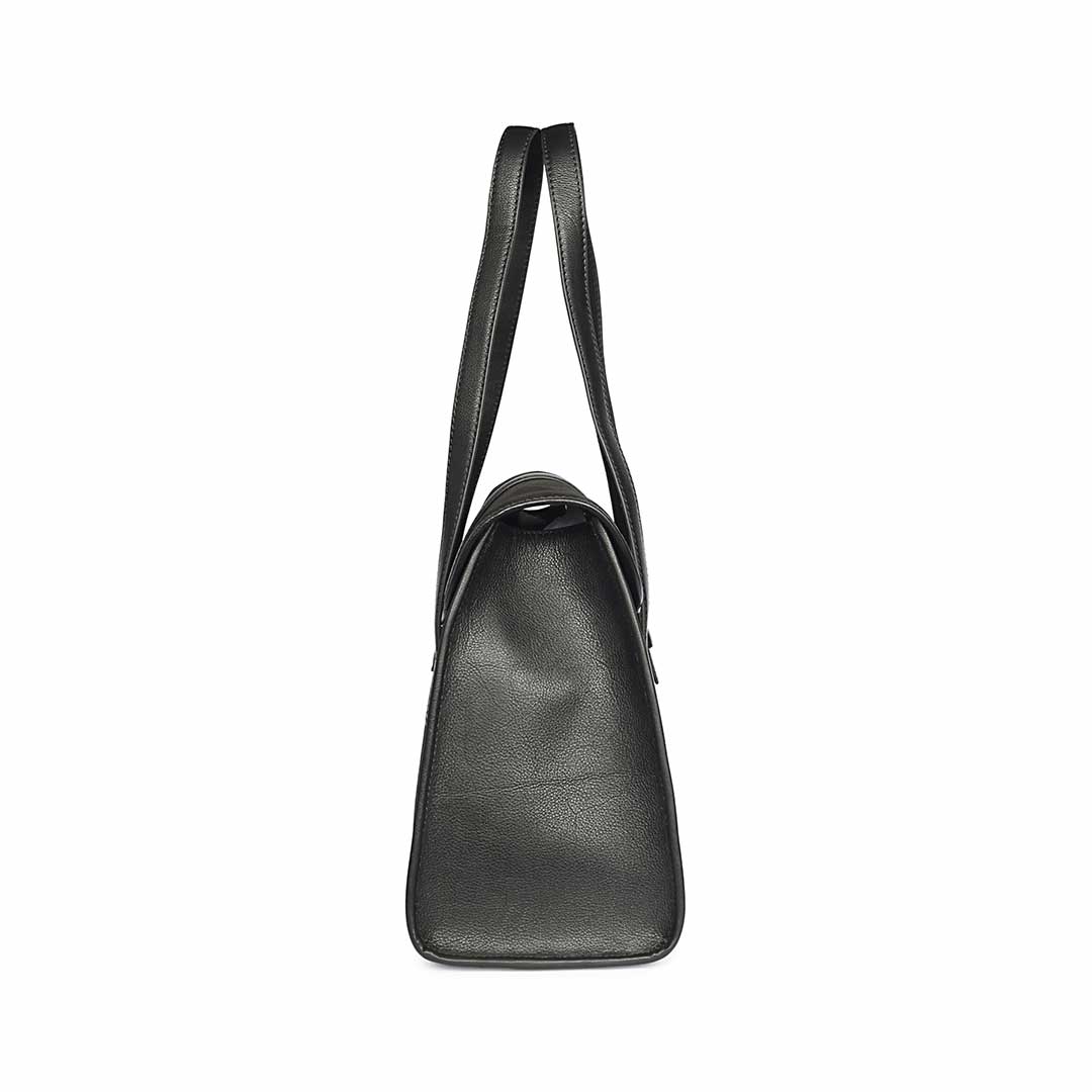 Verdeana Black Leather Tote Handbags - Image 4