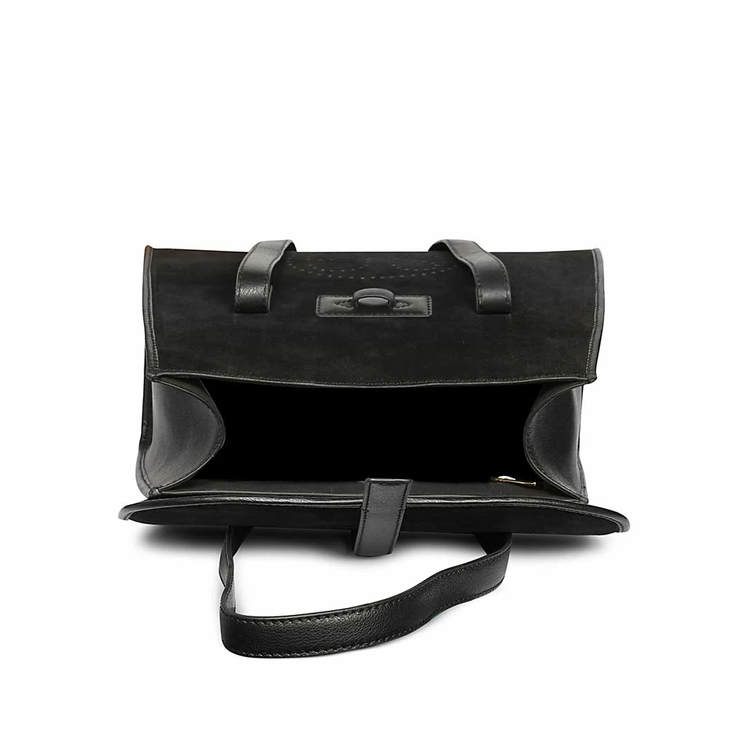 Verdeana Black Leather Tote Handbags - Image 5