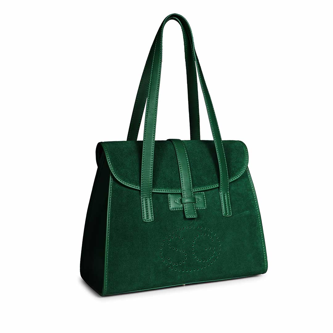 Verdeana Green Leather Tote Handbags - Image 2