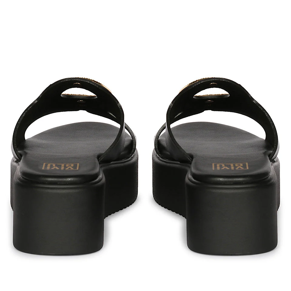 Raelle Black Leather Flat Platform - Image 5