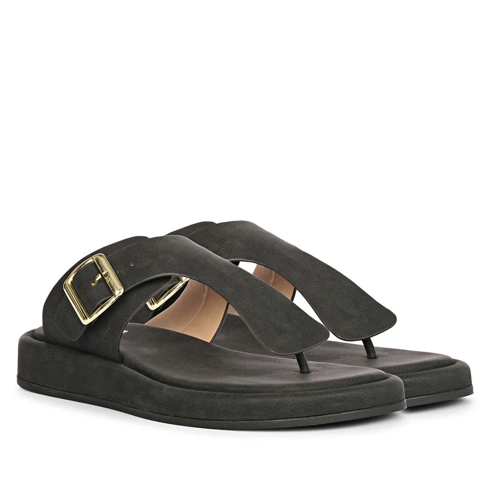 Lirica Black Flat Sandals - Image 2