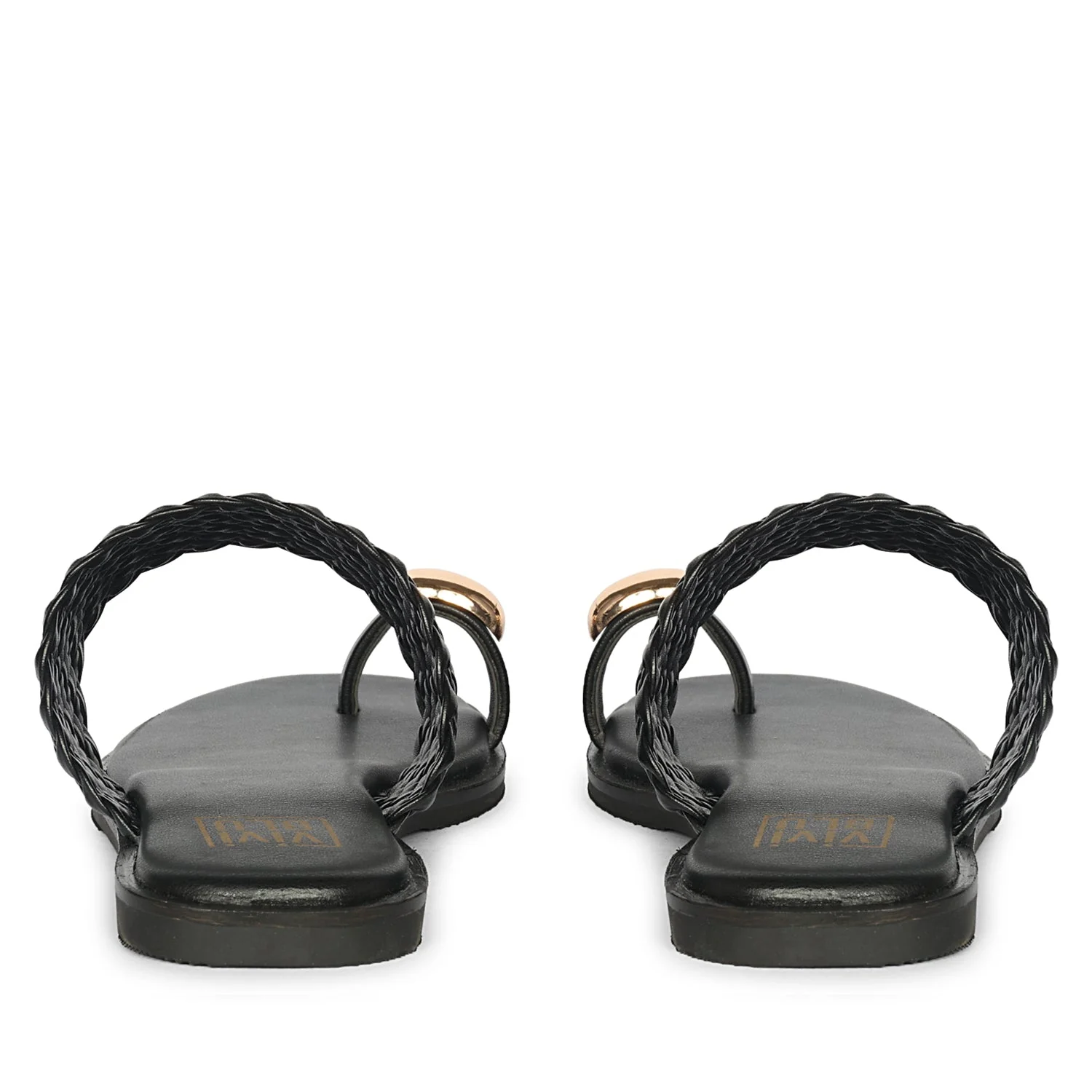 Violetta Black Leather Flat Sandals - Image 5