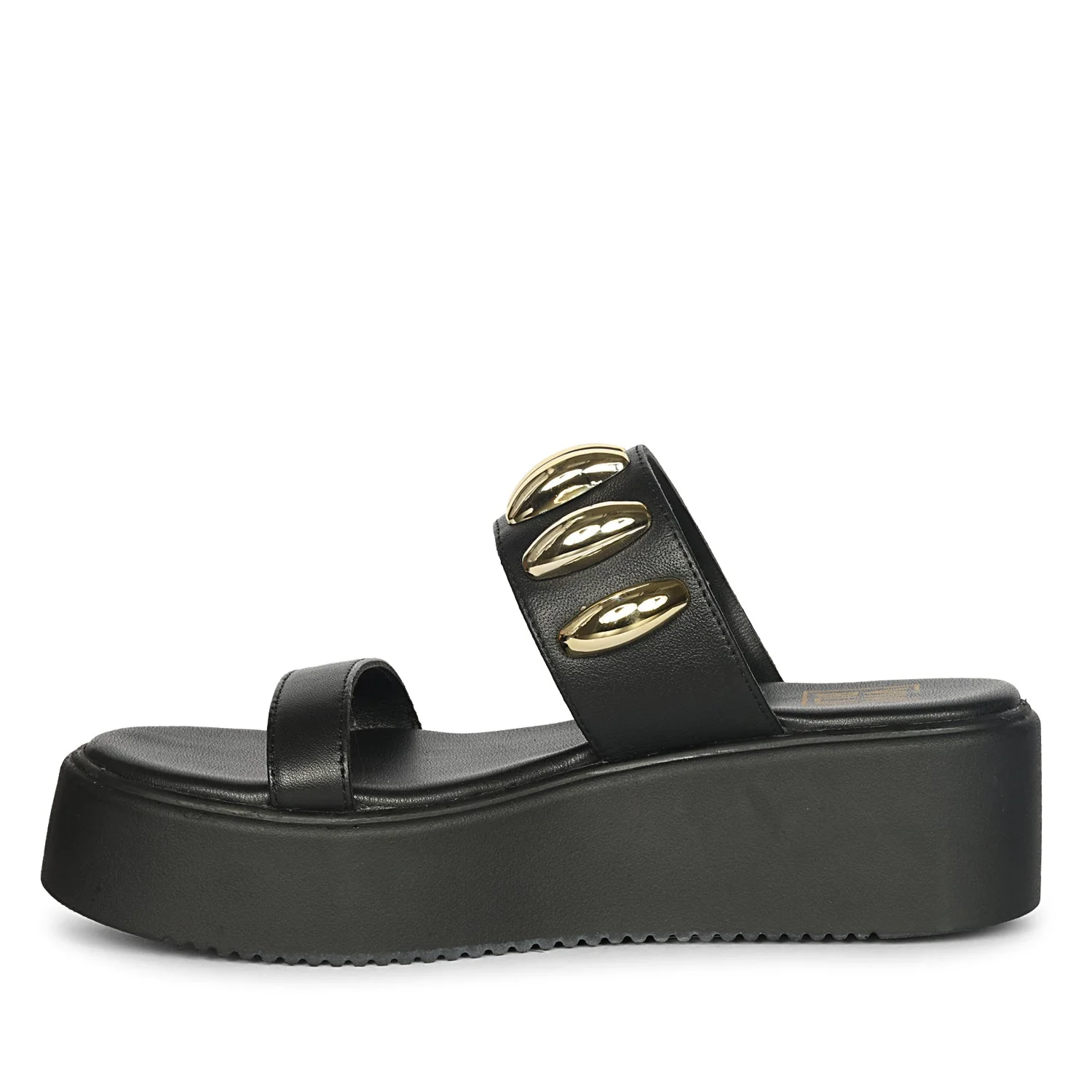 Elowen Black Leather Paltform Sandals - Image 4
