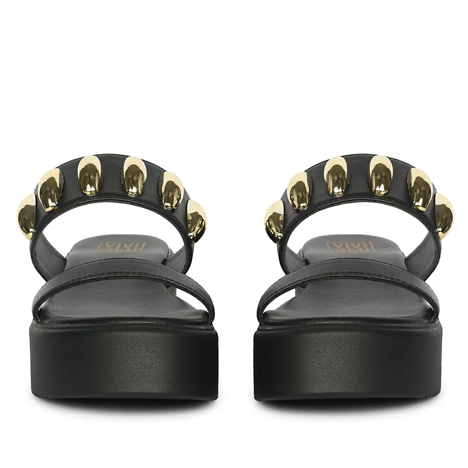Elowen Black Leather Paltform Sandals - Image 5
