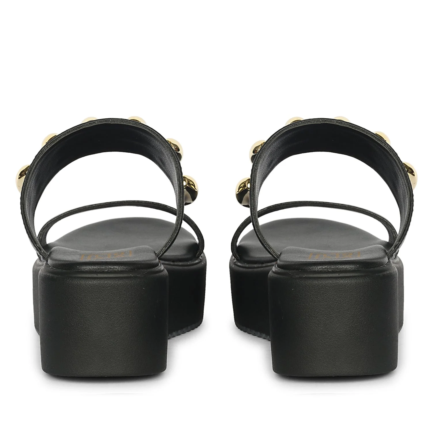 Elowen Black Leather Paltform Sandals - Image 6