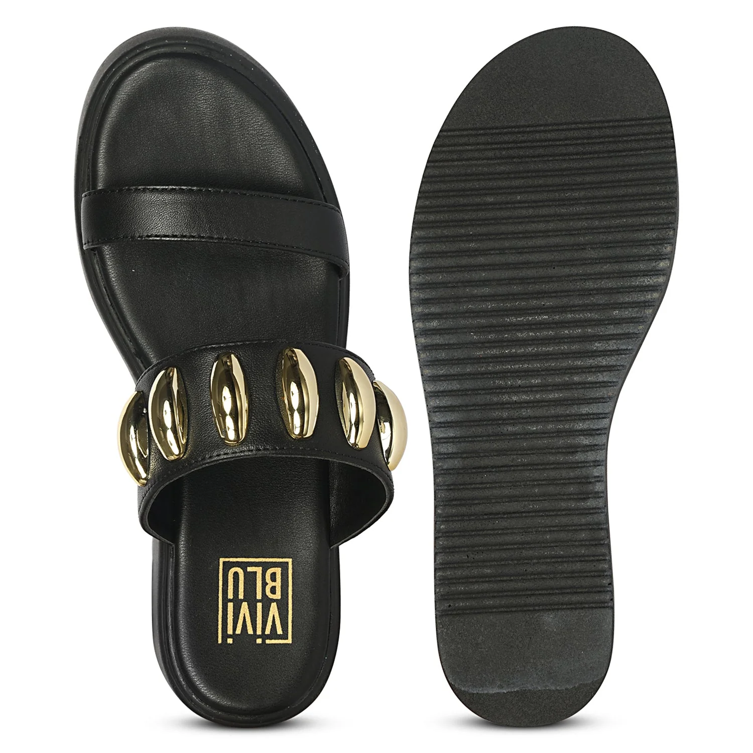 Elowen Black Leather Paltform Sandals - Image 7