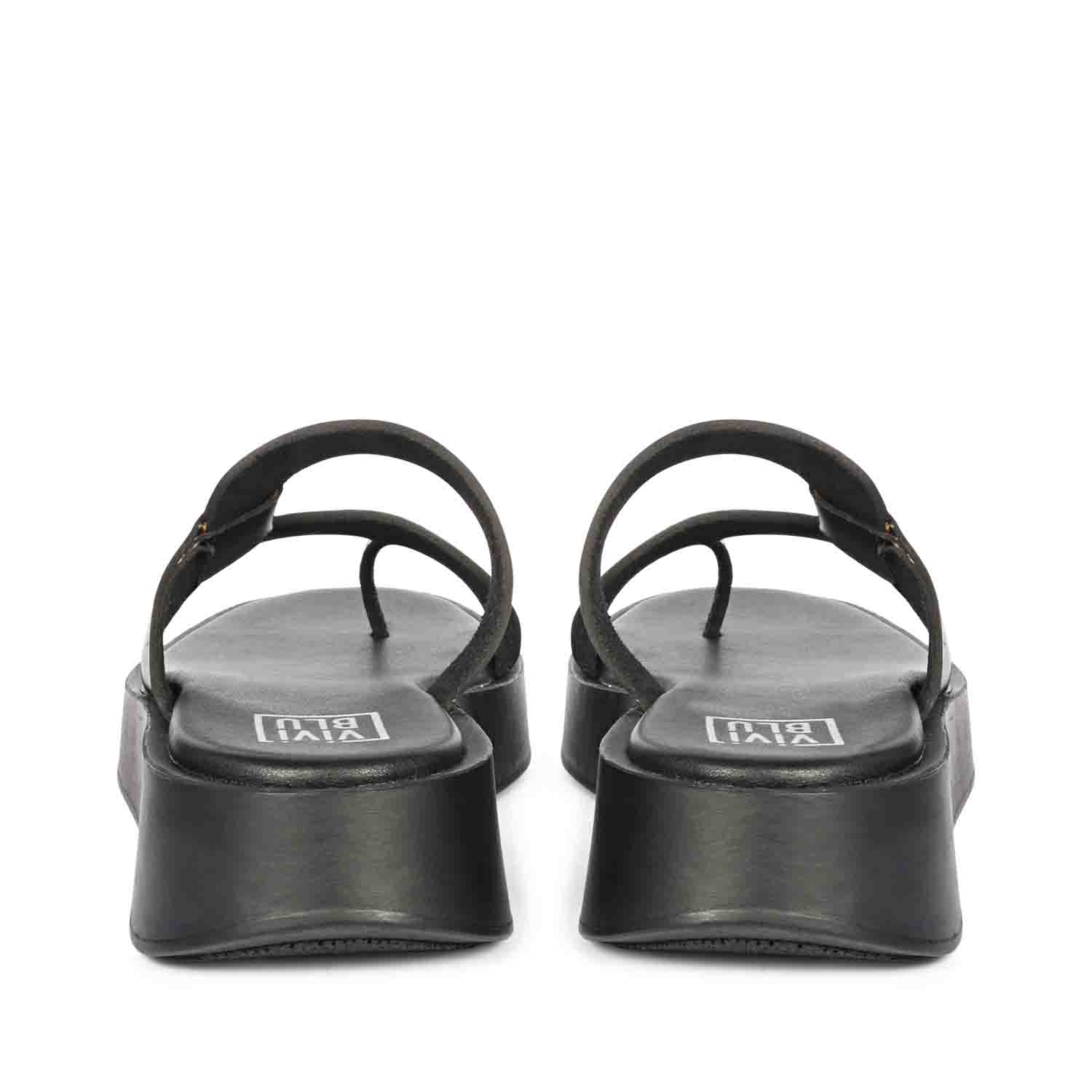 ViviBlu Black Leather Platform Sandals - Image 5